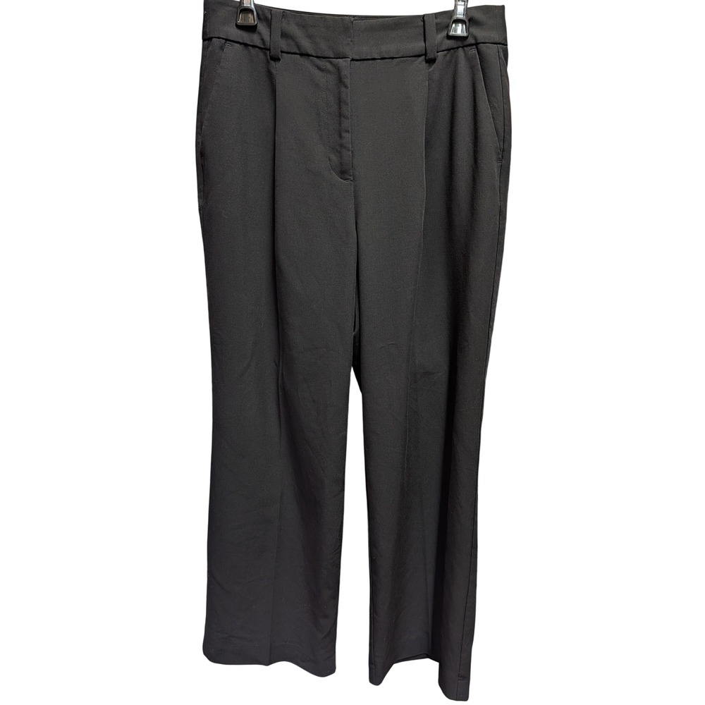 LOFT Outlet High Rise Trouser Womens 8P Black Excellent Wide Leg Pleated Career